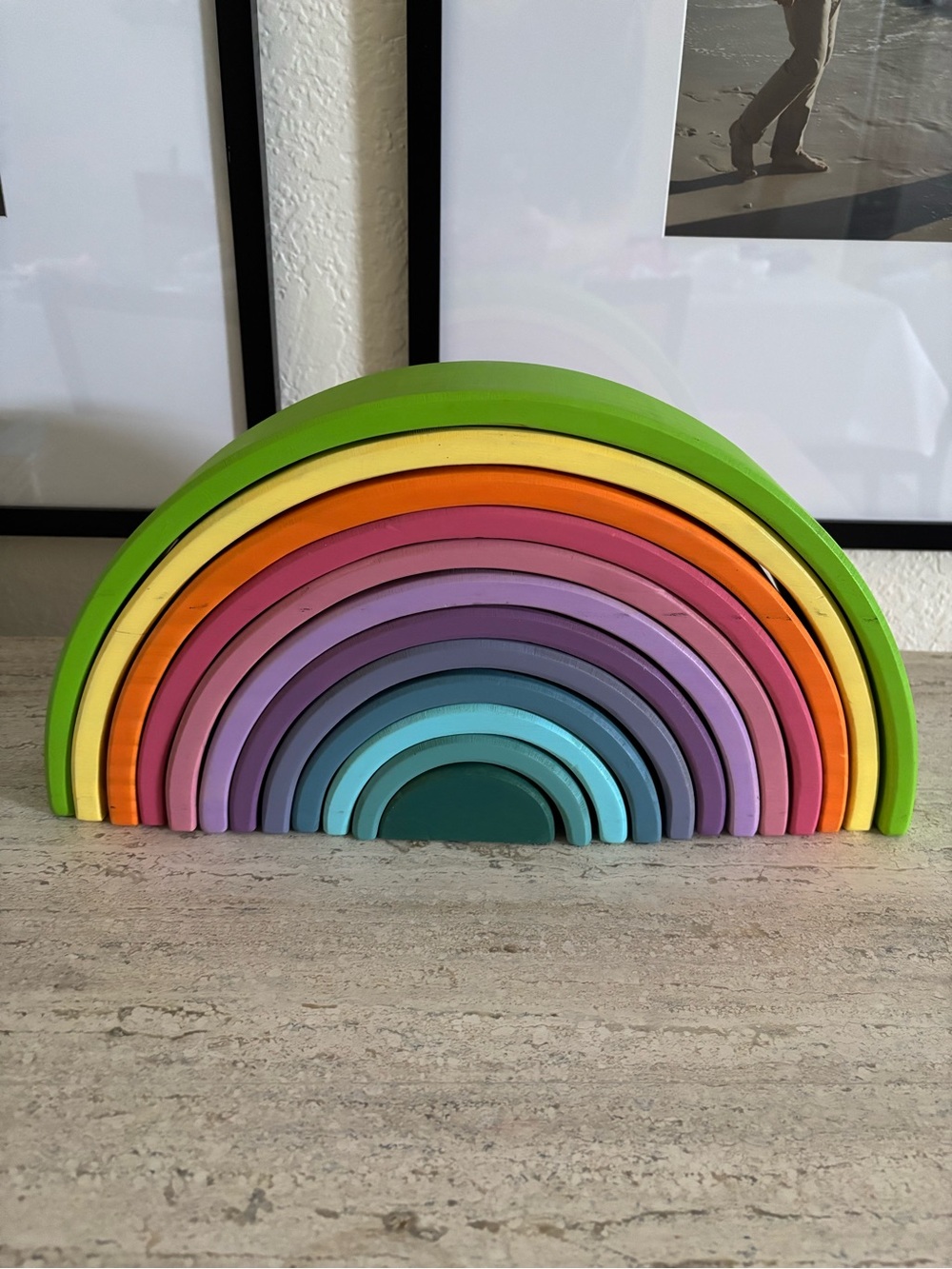 Large Wooden Rainbow Stacking Arch - Multicolor pastel
